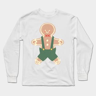 Cute Christmas Gingerbread Man with Overalls Long Sleeve T-Shirt